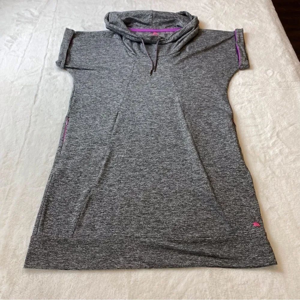 Pink Lotus Gray Cowl Neck Short Sleeve Tunic/Dress Size Medium
